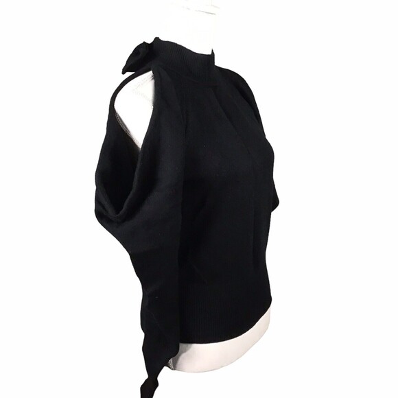 INC International Concepts Womens Black Cold Shoulder Bow Back Sweater Small NWT - Picture 14 of 15